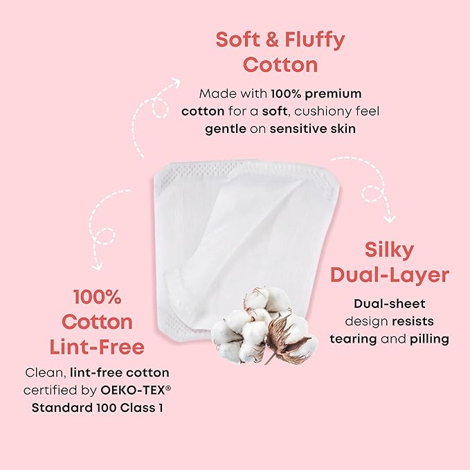 Silky Cotton Pads - Premium Korean Facial Cotton Pads for Makeup Removal and Skincare, Lint-Free, Hypoallergenic, Toner Mask, Extra Soft & Durable, 80 Count