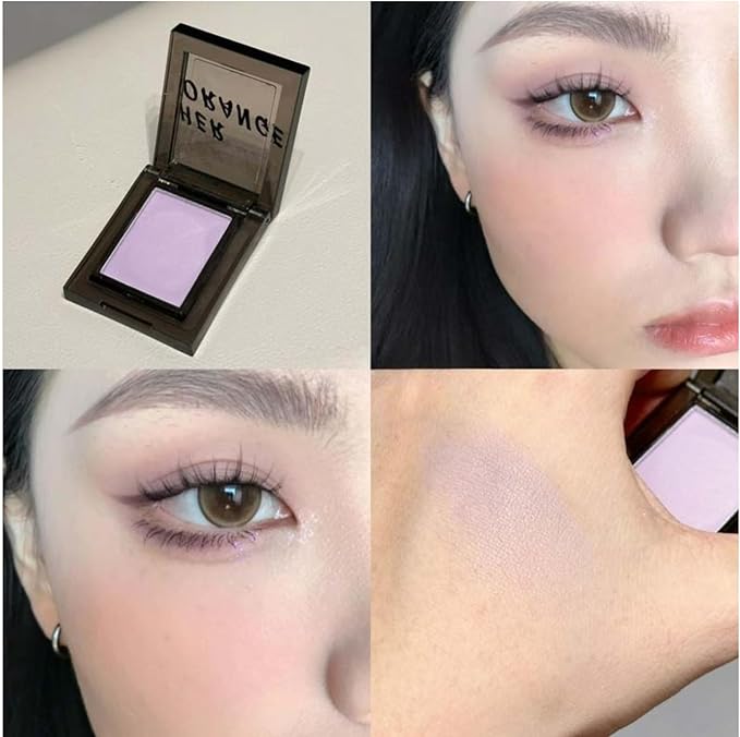 Purple Matte Eyeshadow Palette, Cool Toned Korean Eye Makeup, Ultra-Blendable, Slate Gray Purple Eye Shadow, Single Shade Metallic Pigmented Color