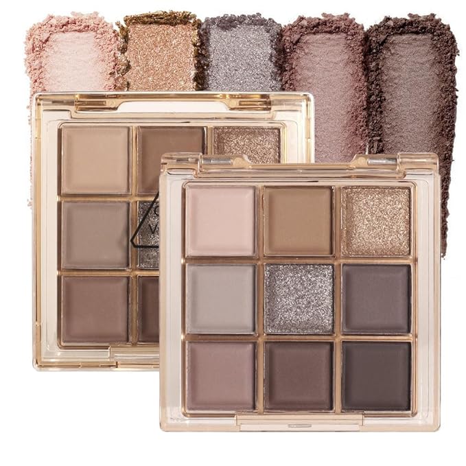 9 Colors Nude Eyeshadow Palette Makeup,Taupe Bronze Brown Matte Cream Eye Shadow,Natural Neutral Eyeshadow Palette Nude