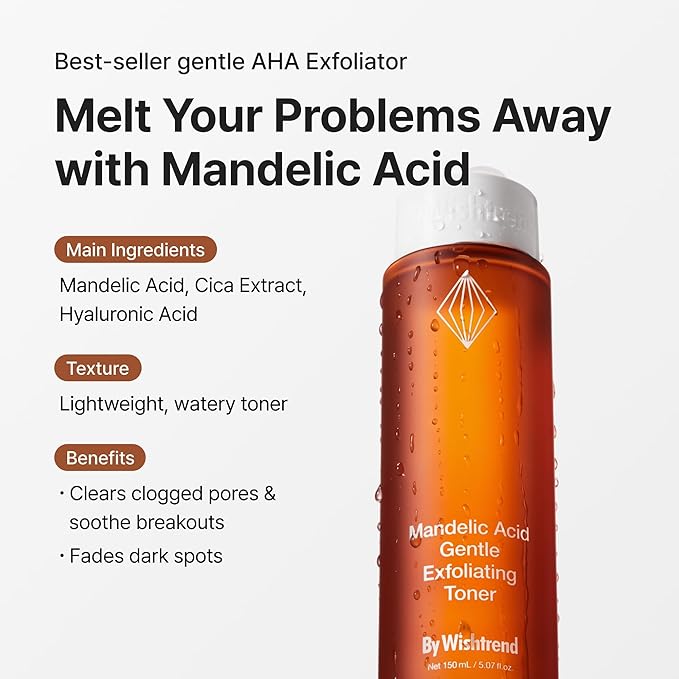 BY WISHTREND Clear N Glow Duo with 5% Mandelic Acid Gentle Exfoliating Toner & Propolis Energy Calming Ampoule for Sensitive Skin, Exfoliation & Hydration Duo