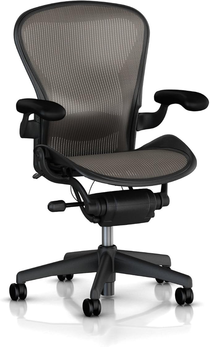 Herman Miller Classic Aeron Task Chair: Highly Adj w/Lumbar Pad - Tilit Limiter w/Seat Angle Adj - Fully Adj Vinyl Arms - Carpet Casters