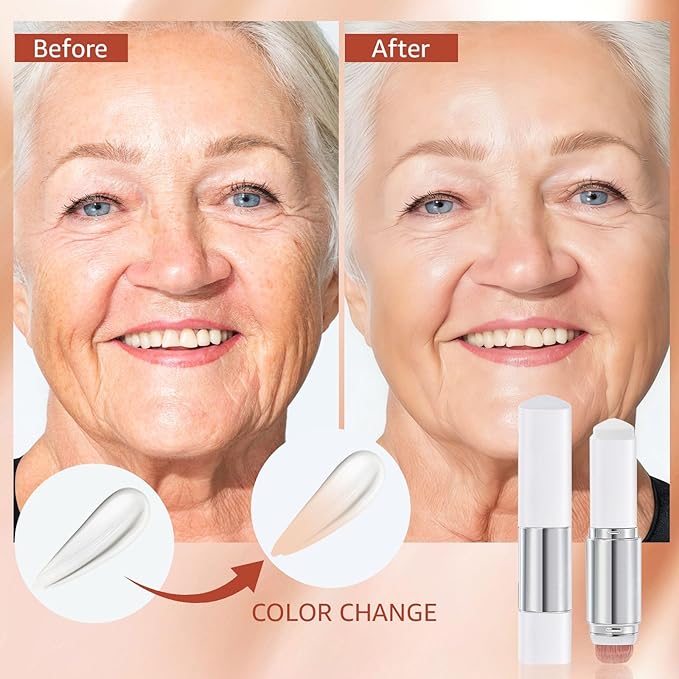 Blanc Cover Cream Stick - Color Changing Foundation Stick, White Foundation Makeup with Built-in Brush, Korean Makeup Moisturizing & Long-lasting Dewy Finish Even Skin Tone (Ivory)