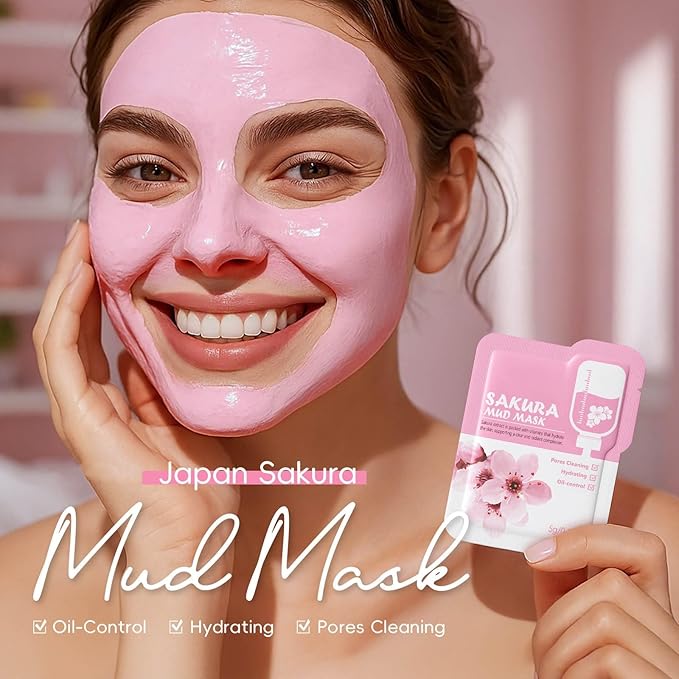 Mini Travel Skincare Set, 29 Piece Mini Travel Essentials Kit With Facial Cleanser, Toner, Serum, Cream, Eye Mask, Sleeping Mask, Mud Mask, Sakura Skin Care Gift Set For Teen Girls And Women