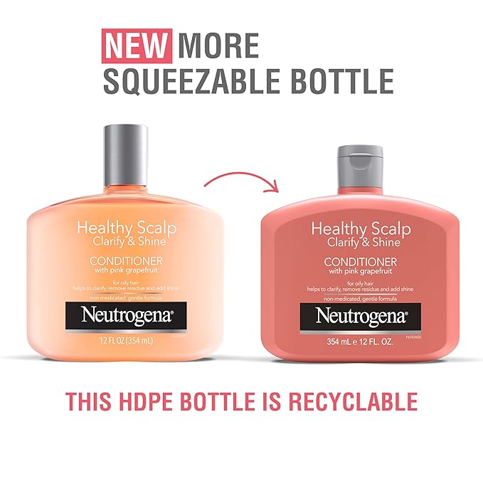 Neutrogena Exfoliating Healthy Scalp Clarify & Shine Conditioner for Oily Hair and Scalp,Anti-Residue Conditioner with Pink Grapefruit,Paraben & Phthalate-Free,Color-Safe,12oz,(Pack of 2)