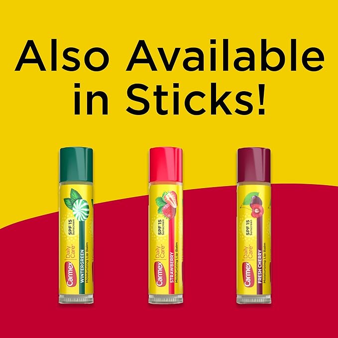 Carmex Daily Care Moisturizing Lip Balm Pack, Lip Balm With Sunscreen in Fresh Cherry, Strawberry and Wintergreen -0.35 Ounce (Pack of 3)