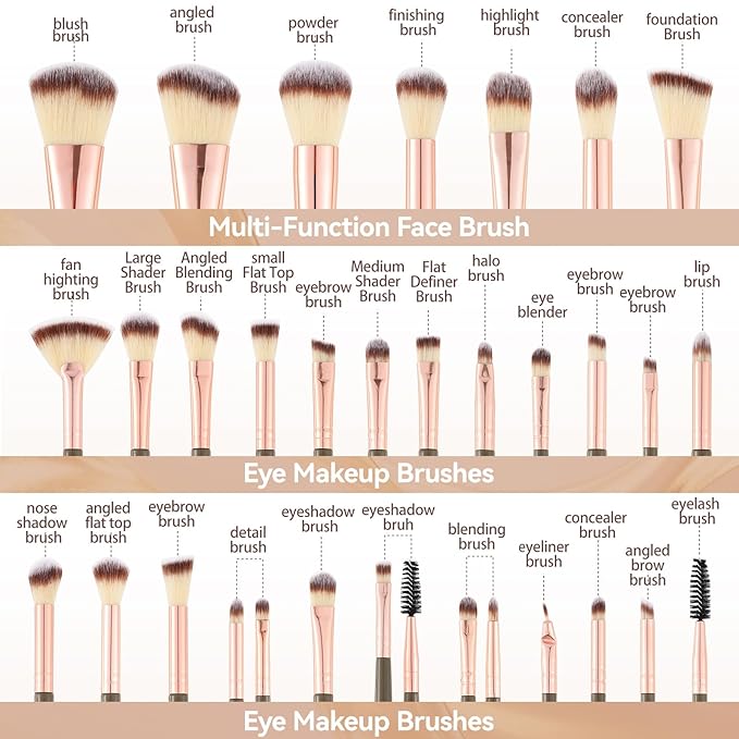Makeup Brush Set for Foundation Concealer Eyeshadow and Travel, Include Make Up Brush, Sponge, 51PCS Black