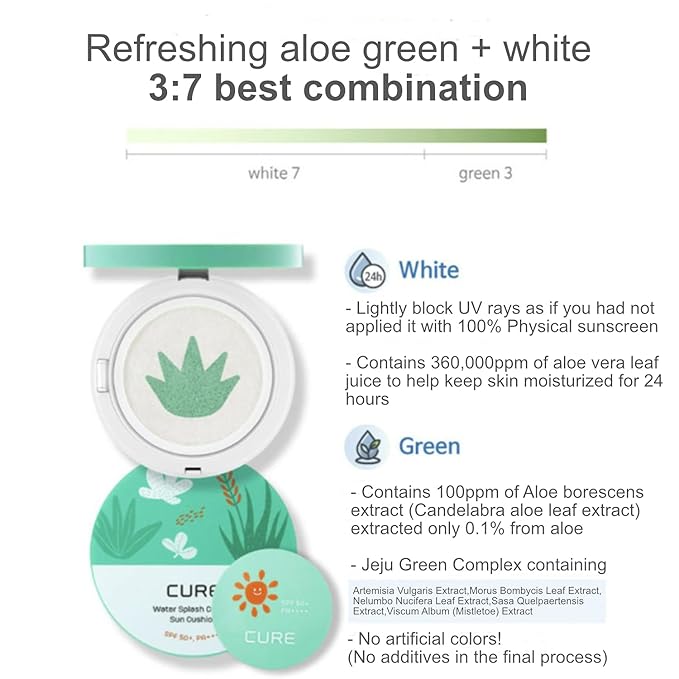 Kim Jeong Moon Aloe La Sense Loe CURE Water Splash Cooling Sun Cushion SPF 50+ PA++++ 25g / 0.88 oz + Refill 25g / 0.88oz