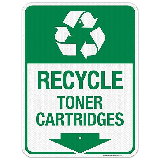 Recycle Toner Cartridges Sign, 18x24 Inches, 3M EGP Reflective .080 Aluminum, Fade Resistant, Made in USA