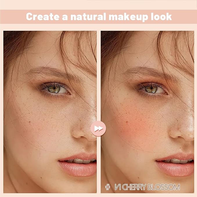 Multi Texture Heart Blush Cream, Liquid, Powder & Jelly Blushes for Cheeks,Beauty-Matte & Natural Finish Cheek Tint & Blush Palette (V1 Cherry Blossom)