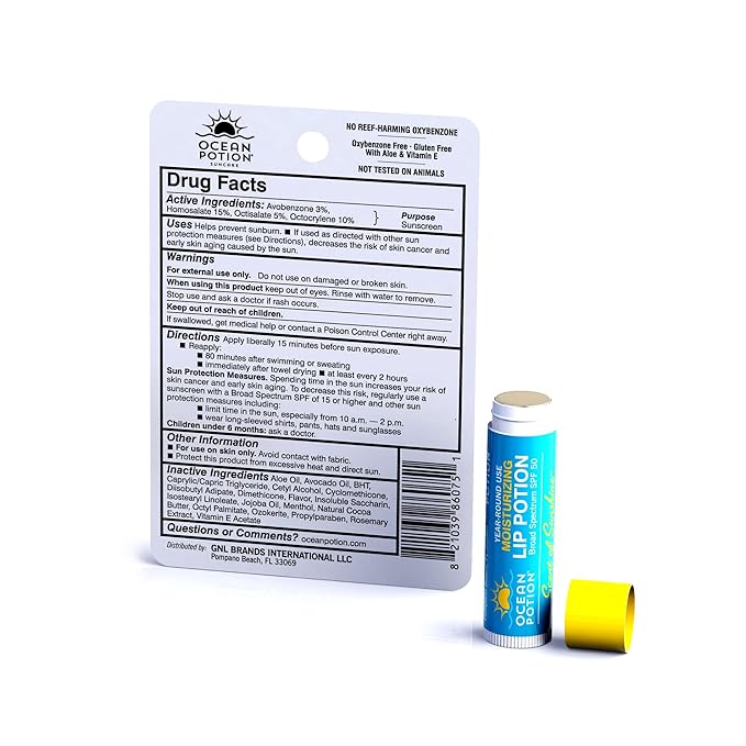 Ocean Potion Sun Care Sunscreen Lip Balm SPF 50 - Hydrating SPF Lip Balm with Broad Spectrum UVA/UVB Protection, Lightweight Sunscreen Lip Balm for Outdoor Sun Care, 4.2g