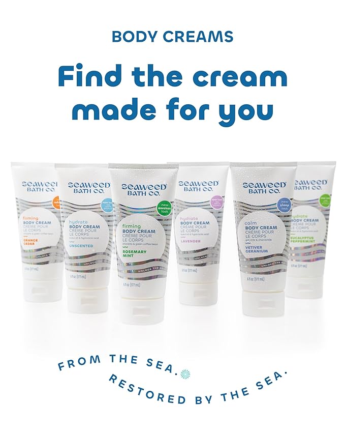 Seaweed Bath Co. Hydrate Body Cream - Lavender - Hydrating Scented Moisturizer for Body and Hands - With Vitamin E, Hyaluronic Acid and Shea Butter for Dry Skin - 6 oz