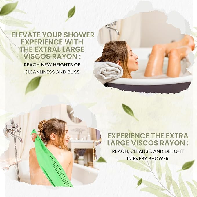 Extra Large Size 35.4" x 11" (4 PCs) Korean Asian Exfoliating Bath Washcloths Mitt Scrub for Body and Back washcloth Glove Viscose Rayon Towel for Soft Skin
