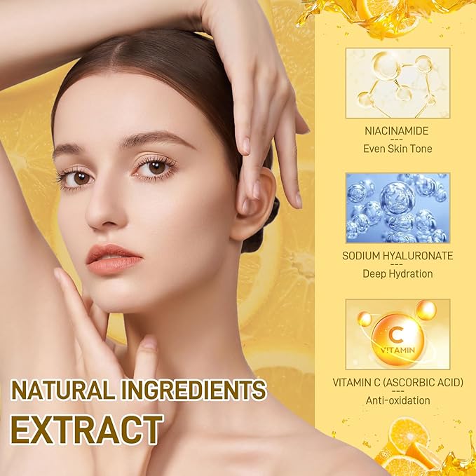 5Pcs Vitamin C Skincare Set, Skin Care for Kids, Skincare Gift Sets with Cleanser, Toner, Serum, Eye Cream, Facial Cream, Skin Care Set for Girls Ages 8-12, Travel Facial Kit for Girls