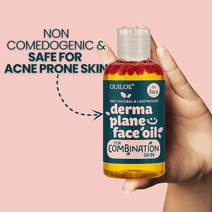 Dermaplaning Oil for Women with Combination Skin - Face Shaving Oil - Safe for Acne Prone Skin - Non Comedogenic, Fragrance Free, Natural and Lightweight for Irritation Free Face Shave, 4oz by Ouiloe