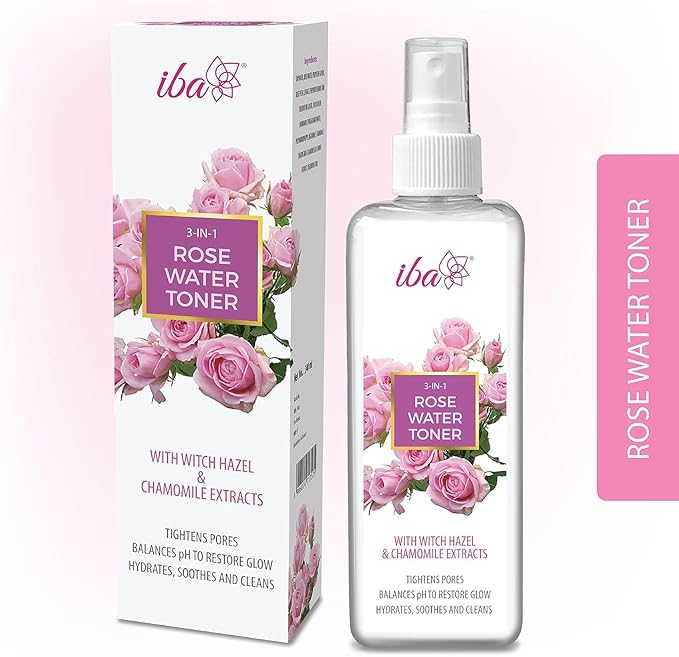 Rose Water Toner Spray for Face – 3-in-1 Hydrating Facial Mist with Witch Hazel & Chamomile – Pore Tightening, pH Balancing, Soothing & Refreshing – Natural Glow Skin Care for All Skin Types