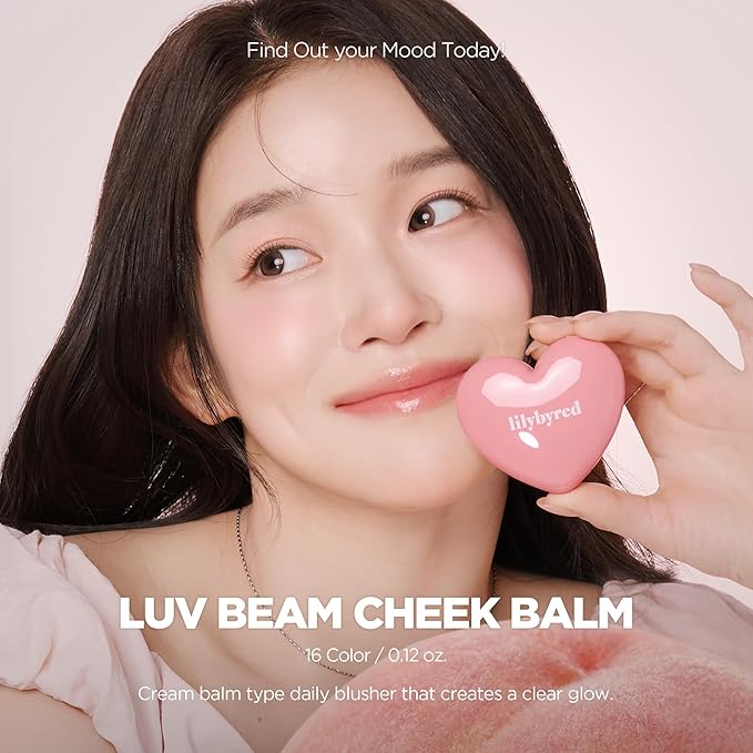 lilybyred Luv Beam Cheek Balm | Heart-Shaped Korean Cream Blush, Semi-Matte Finish, Long-Lasting, Blendable & Buildable, Soft Creamy Texture, Lightweight, Natural Flush, 0.12 oz. (11 Cozy Peach Beige)