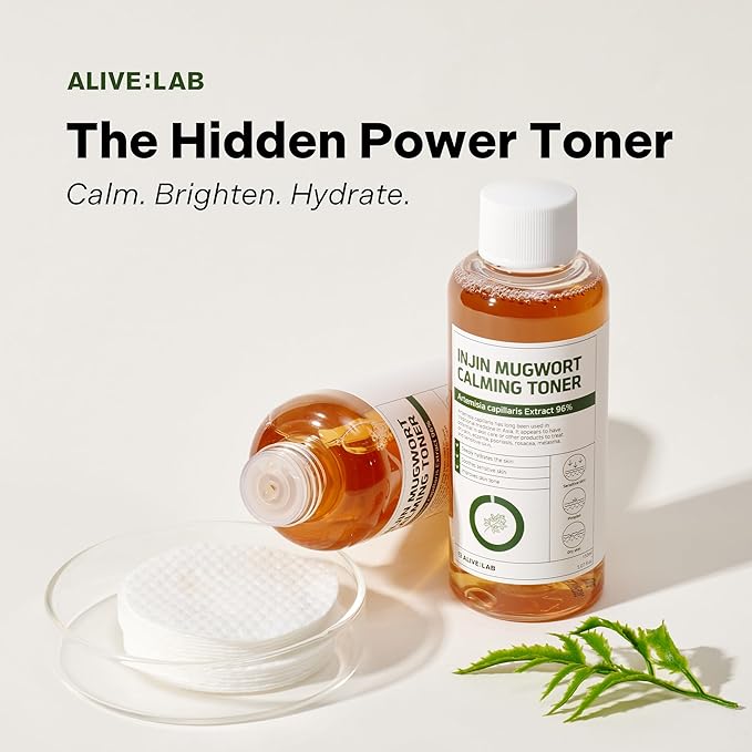 ALIVELAB Injin Mugwort Calming Toner for Sensitive and Acne-Prone Skin, Soothing and Hydrating Facial Toner, Balances Skin pH, Gentle Daily Korean Skincare, 5.07 fl oz