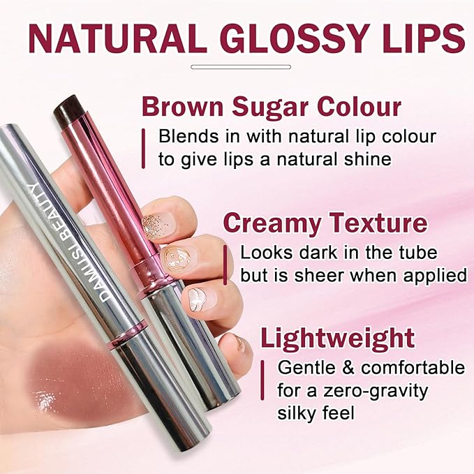 DAMUSI 2PCS Tinted Lip Balm,Moisturizing Lipstick for Women,Hydrating Solid Lip Gloss,Sheer Formula and Lightweight Lip Care Balm for Dry Lips（Black Candy）