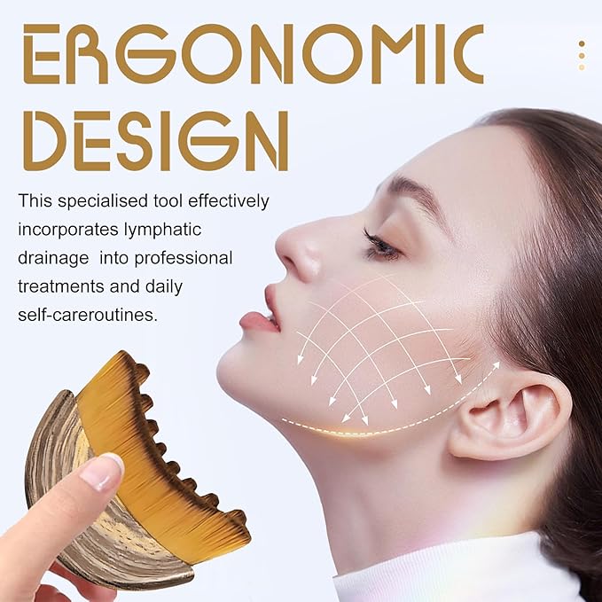 2PCS Lymphatic Contour Face Brush - Ultra-Soft Bristles for Facial Lymphatic Drainage, Chin & Jawline Sculpting, Ergonomic Design for Depuffing - Gua Sha Brush Alternative, Dry Brush for Face