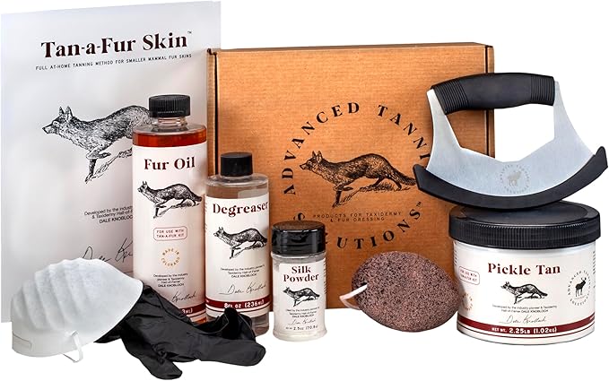 Tan-a-Fur Skin Kit by Advanced Tanning Solutions - Deluxe Tanning Set for Squirrel, Rabbit, Fox, Raccoon, Coyote Skins, Professional Finish