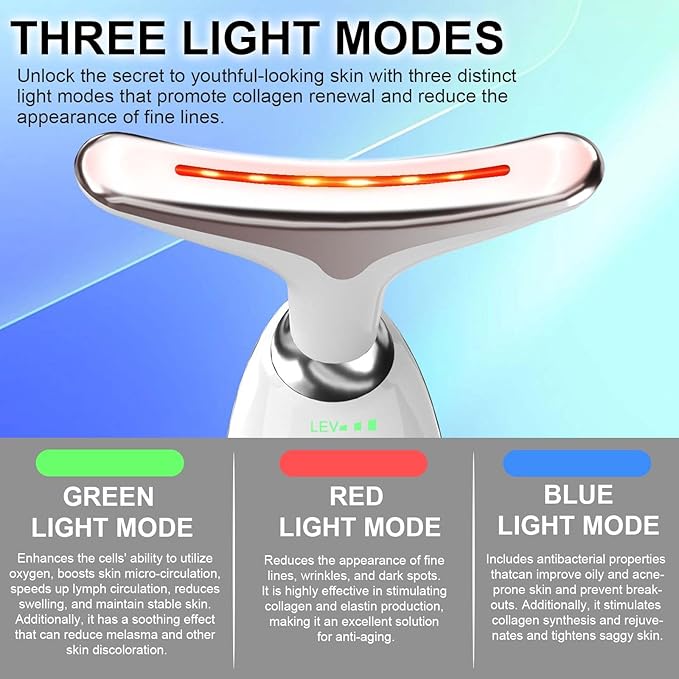 3-Color Light Therapy Facial Sculpting Tool – For Refreshed-Looking Skin & Jawline Care – Daily Beauty Ritual Device – Rechargeable Face Massager for Women