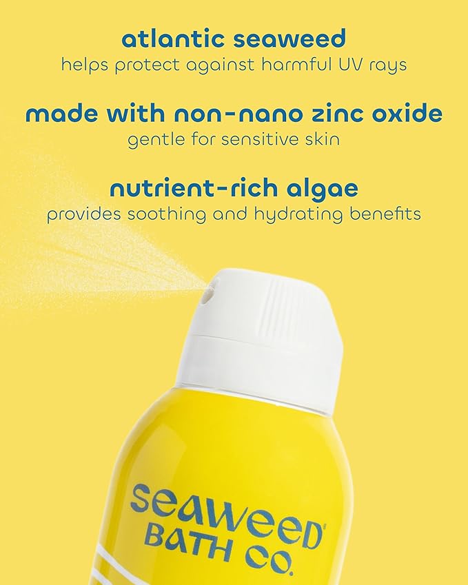 Seaweed Bath Co. Clear Moisture Mineral SPF 30 Broad Spectrum Sunscreen Spray - With Nourishing Algae, Coconut & Hyaluronic Acid - Tropical Scented - 6 oz (Pack of 2
