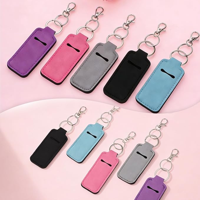 Portable Lip Balm Holders with Clip, 5 PCS Lipstick Holder Keychains Lip Gloss Holder Keychain Lipstick Keychain Holders Small Lips Balm Sleeve Pouch Keychains Stocking Stuffers for Women