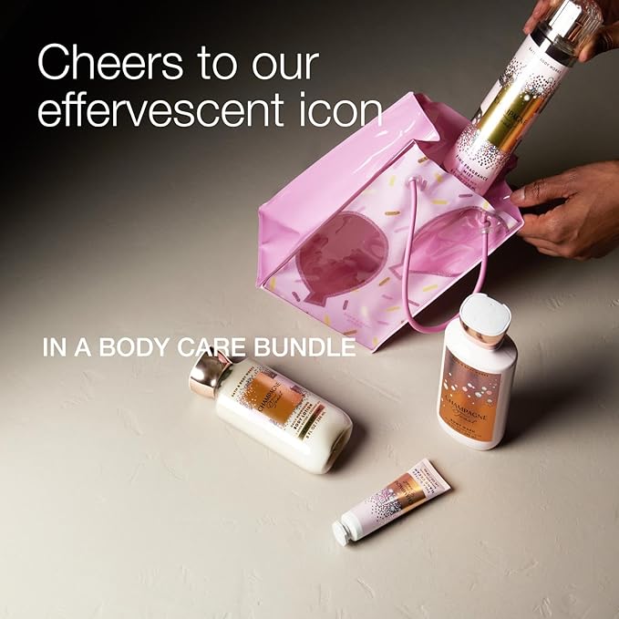 Bath & Body Works Champagne Toast Gift Set with Body Wash, Fine Fragrance Mist, Lotion, & Hand Cream – Personal Care Collection for Gifts or Individual Use, Champagne & Sparkling Berry Scent - 1 Pack