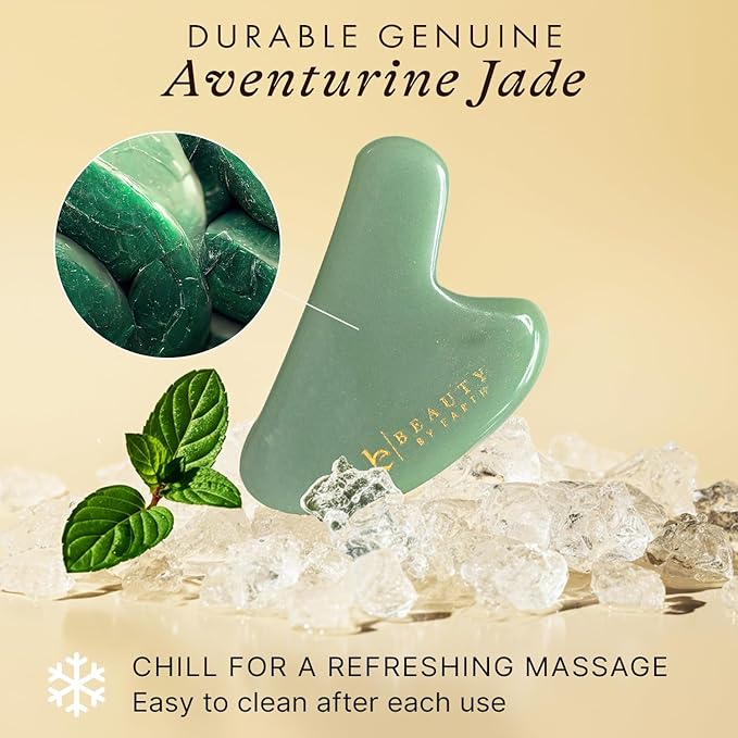 Beauty by Earth Jade Gua Sha Facial Tools - Face Sculpting & Massager Tool for Lymphatic Drainage & Jawline Sculpting, Guasha Tool for Face, Eye Depuffer Skin Care Tools