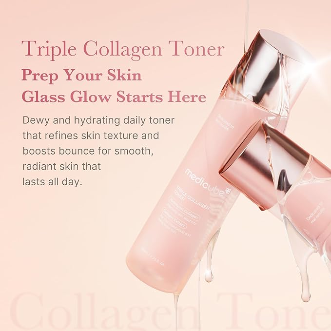 medicube Triple Collagen Prep and Glow Duo: Triple Collagen Cream and Triple Collagen Toner | Hyaluronic Acid, Premium Elastin for Boosting Skin's Moisture Barrier | Korean Skincare