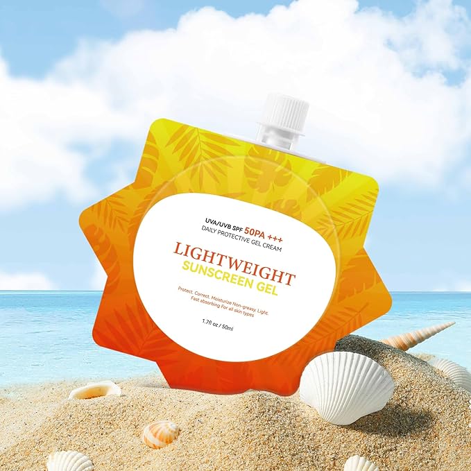 Ultra-Lightweight Dry-Touch Water-Resistant Sunscreen SPF50 PA+++, Broad Spectrum UVA/UVB Protection, Airy-Fit Sunscreen Gel, Oil-Free Non-Greasy Formula, No White Cast, for Sensitive Skin,1.7 Fl Oz