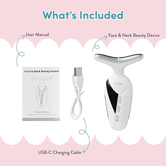 Éclat Facial Massager for Lymphatic Drainage, Face, Neck & Body Tool for Skin Care, Heated Electric Beauty Device for Wrinkles, Fine Lines, Puffy Skin, Lifting, Firming, Sculpting with 7 Light Therapy