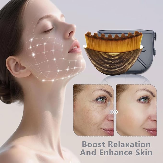 2 PCS Lymphatic Contour Face Brush – Lymphatic Drainage Massager for Face, Chin & Jawline Sculpting, Anti-Puffiness Dry Brushing Tool with Ergonomic Design & Soft Bristles for All Skin Types