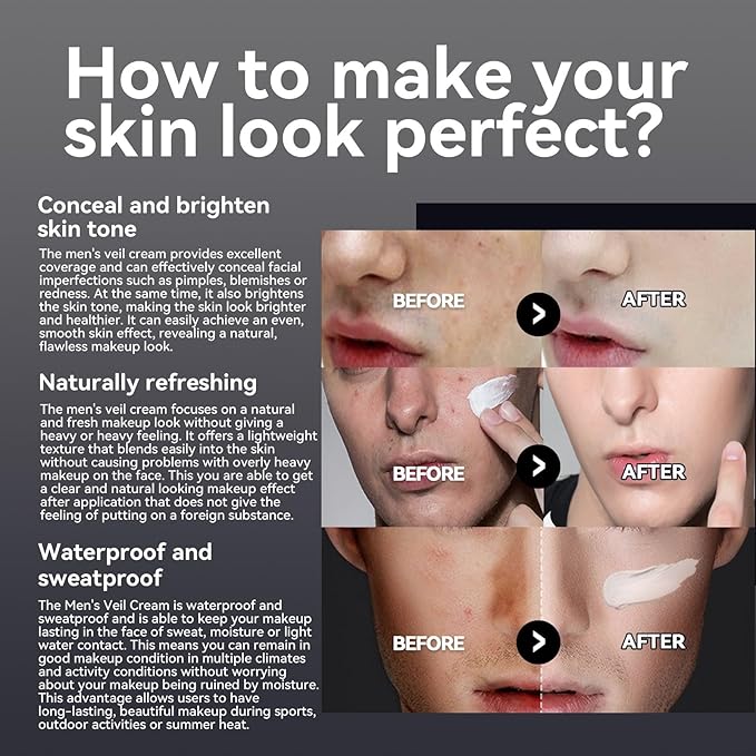 Men's Face Cream Moisturizer, Men's Makeup Concealer Cream, Hydrating and Moisturizing Lazy Beauty Face Cream for Men
