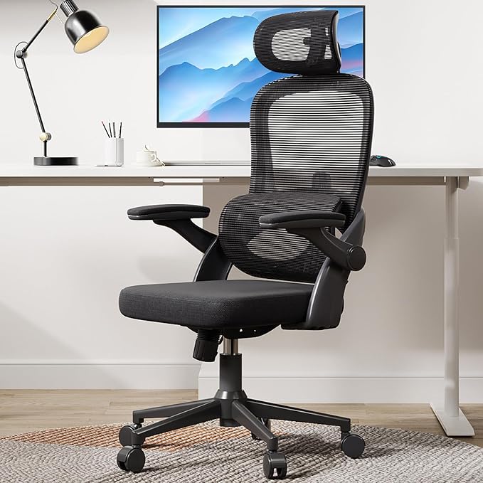 SIHOO Ergonomic Office Chair, Office Chair with Up&Down Lumbar, High Back Home Desk Chair with 3D Armrests, Computer Chair with Adjustable 2D Headrest, Tilt Function Black