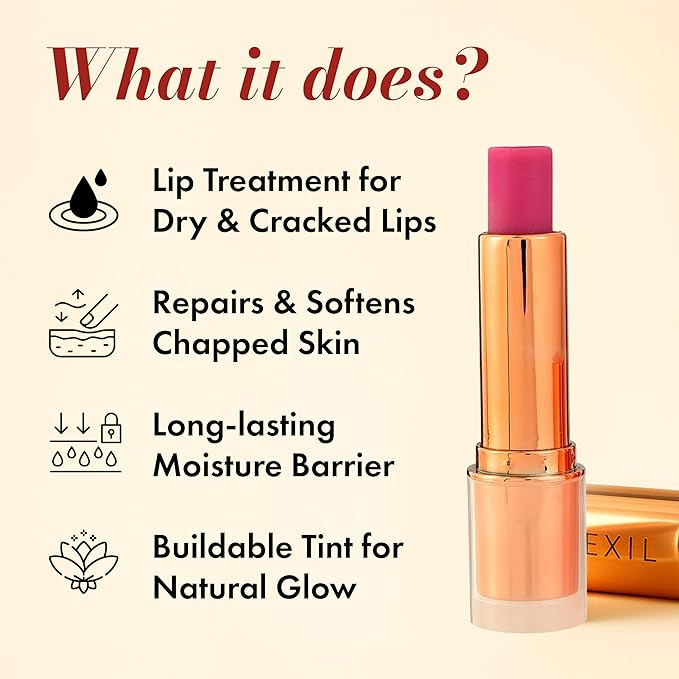 Tinted Lip Balm-Natural Lip Repair with 10% Squalane, Jojoba Oil and Vitamin E – Hydrating, Moisturizing – Natural skincare Balm with Ceramides, Hyaluronic Acid 003 Radiant Ruby