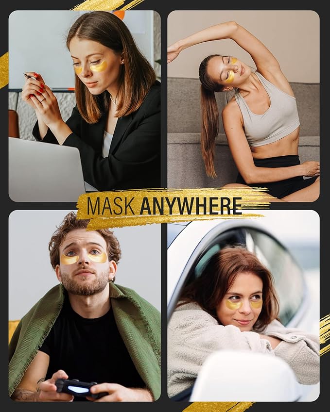 24k Gold Under Eye Patches (15 Pairs), eye mask, Collagen Skin Care Products, Eye Patches for Puffy Eyes, eye masks for dark circles and puffiness