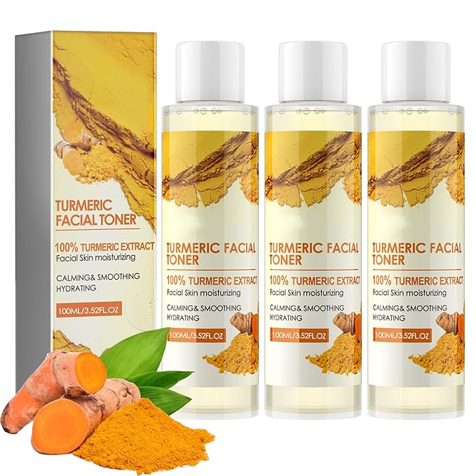Turmeric Toner for Dark Skin, Turmeric Dark Corrector Toner for Face, Hydrating Moisturizing Facial Toner for Women, Delay skin Aging, Improve Skin Tone (3pc)