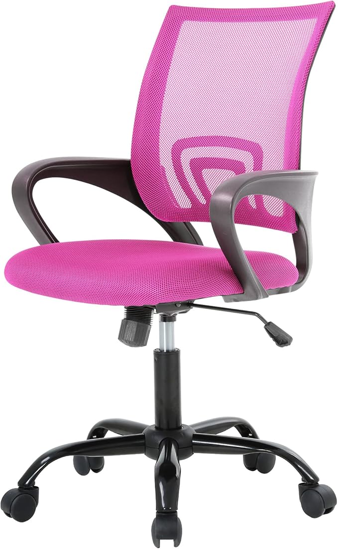 PayLessHere Office Computer Chair Ergonomic Cheap Desk Chair Adjustable Comfortable Mid Back Task Rolling Swivel with Lumbar Support for Home Office (Pack of 1, Pink)