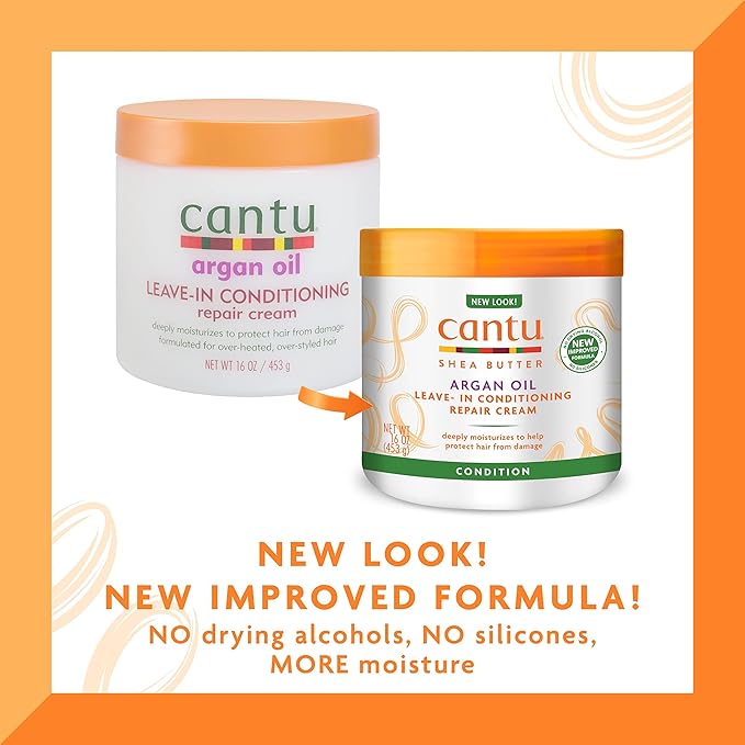 Cantu Leave-In Conditioning Repair Cream, 16 oz | Argan Oil | Pack of 2