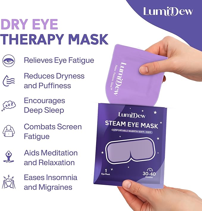 Steam Eye Mask, Self Heating Heated Eye Mask for Sleep, Warm Compress for Eyes, Moist Heat for Dry Eye Relief, Stye Eye Treatment, Spa, Travel Essentials, Unscented 16 Pack