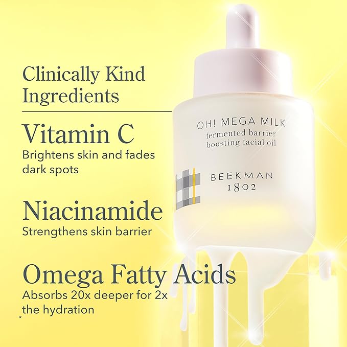 Beekman 1802 Milk Shake Hydrating Toner & Face Mist (8.1 fl oz) + Oh! Mega Milky Oil Facial Oil (1 fl oz) – Hydrating Skincare Safe for Sensitive Skin – Cruelty Free – Packaging May Vary