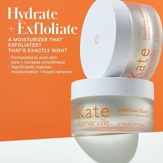 Kate Somerville ExfoliKate Glow Moisturizer – Clinically Formulated Daily Face Cream, Gently Exfoliates and Hydrates, 1.7 Fl Oz (Pack of 2)