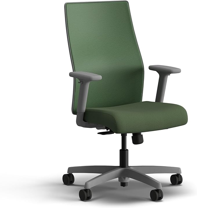 HON Ignition 2.0 Mid Back Task Chair, Spectrum Mesh, Standard Synchro-Tilt Control, Office Chair with Lumbar Support, Height and Width Adjustable Arms, Titanium Frame, Leaf