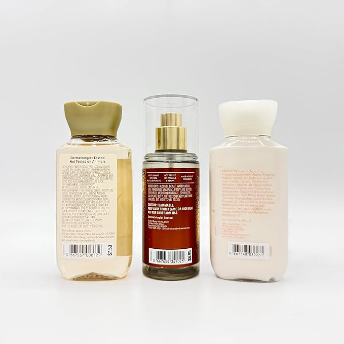 Bath & Body Works Warm Vanilla Sugar Travel Size 3-Piece Set | Includes: 3oz Shower Gel, 2.5oz Fine Fragrance Mist and 3oz Body Lotion