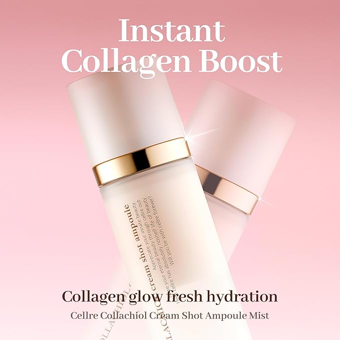 Collachiol Cream Shot Ampoule – 3-in-1 Toner, Serum & Cream Mist | Collagen + Bakuchiol Complex for Smooth, Moisturized, and Healthy-Looking Skin | 145 ml & Travel Size 55 ml
