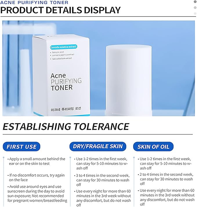 DEleventh Korean Brand Acne Purifying Toner 30ml / with Salicylic Acid and Botanical Extracts for Anti-Acne, Soothes, Unclogs Pores, Controls Oil and Maintain a Fresh, Blemish-Free Complexion