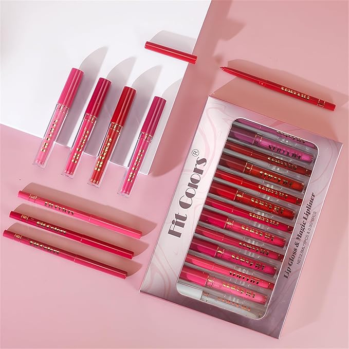 13Pcs Matte Liquid Lipstick + Lip Liner Pens Set, 6 Matte Lipstick+6 Matching Smooth Lipliner+ 1Pcs Lip Plumper Makeup Set Kit, Waterproof Long Lasting 24 Hour Lip Makeup Valentines Gifts for Women