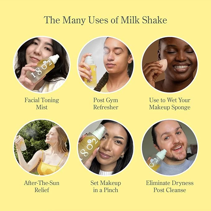 Beekman 1802 Milk Shake Hydrating Toner & Face Mist (2 fl oz) + Oh! Mega Milky Oil Facial Oil (0.5 fl oz) – Hydrating Skincare Safe for Sensitive Skin – Cruelty Free – Packaging May Vary