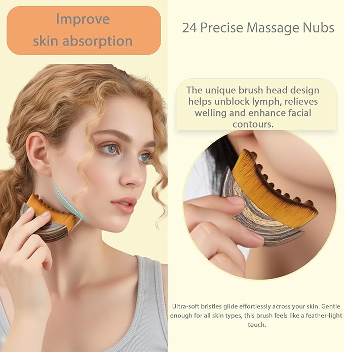 New Lymphatic Contour Face Brush, Lymphatic Drainage Massager for Face,Ergonomically Designed to Fit The Skin and Relieve Fatigue （2pcs）